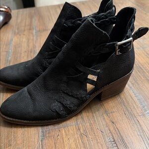 Lucky Brand Black Ankle Booties with Braided Detail